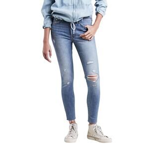 Levi's Wedgie Skinny Destructed Blue Jeans